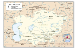 Central Asia большая настенная карта на англ. языке 150 х 200 см 2024 год