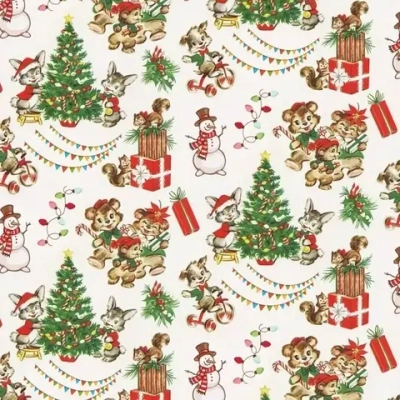 Бумага упаковочная 50х70 см «Новогодний хоровод» (1 лист)