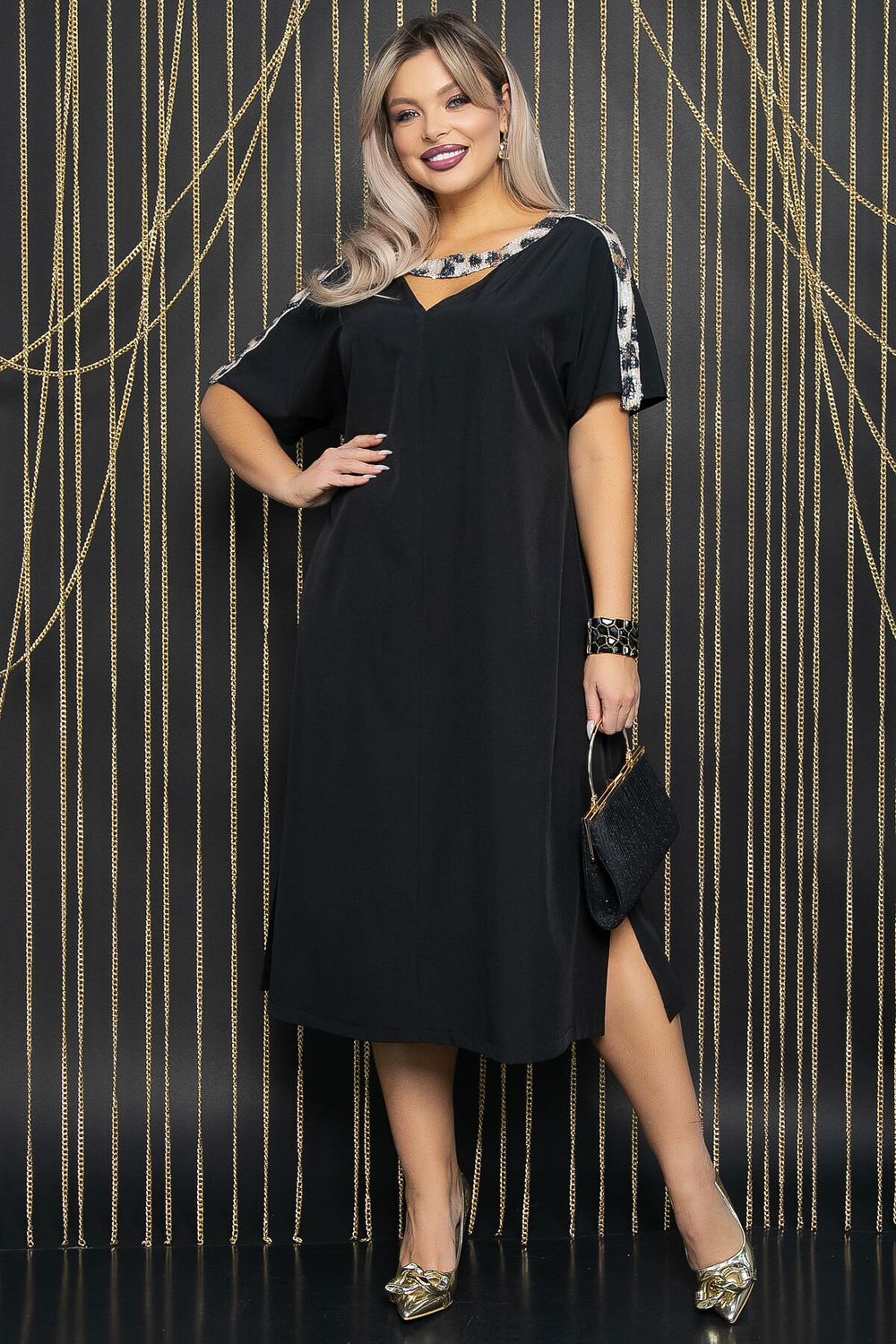 Платье Сказка (черное/лео) П12120 LT Collection (Акция)