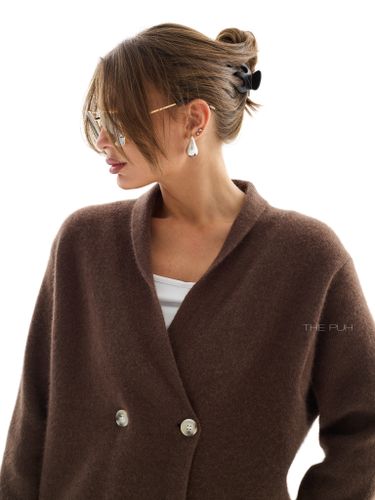 Шоколадный кашемировый кардиган с шалевым воротником