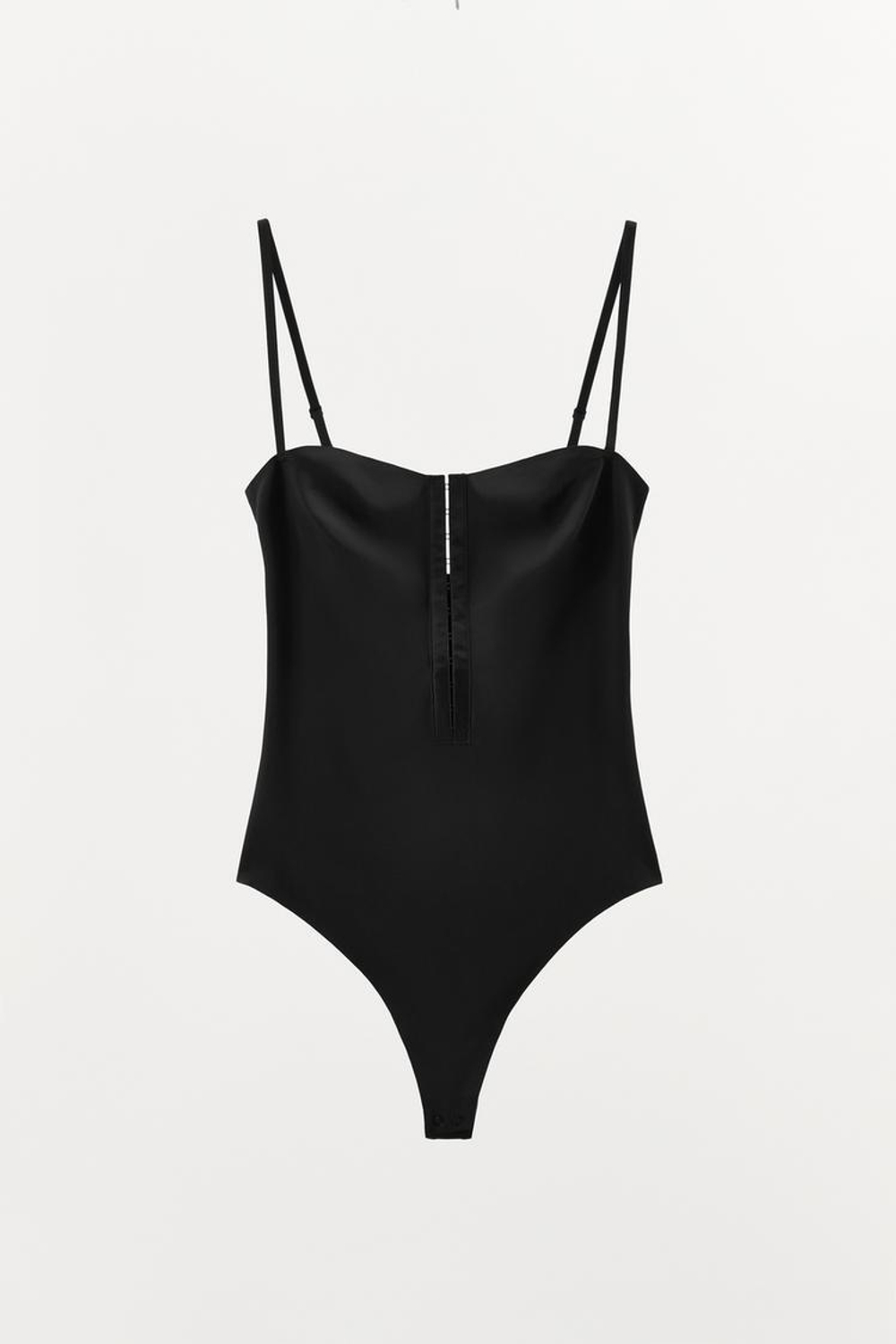 ZARA БОДИ ИЗ ПОЛИАМИДА С КРЮЧКАМИ, ЧЕРНЫЙ