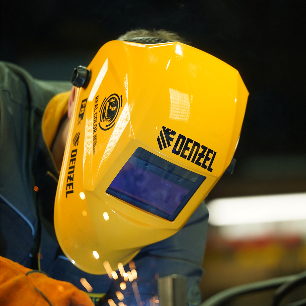 Щиток защитный лицевой (маска сварщика) F8, см. окно 100х50, Real Color, DIN4/5-8/9-13// Denzel