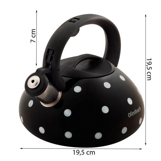 Чайник 2,5 л. из нержавеющей стали со свистком Ofenbach NB-100301 горошек