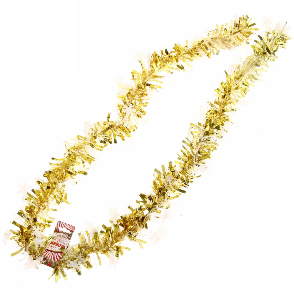 Мишура 2м 9см «Снежинки» золото