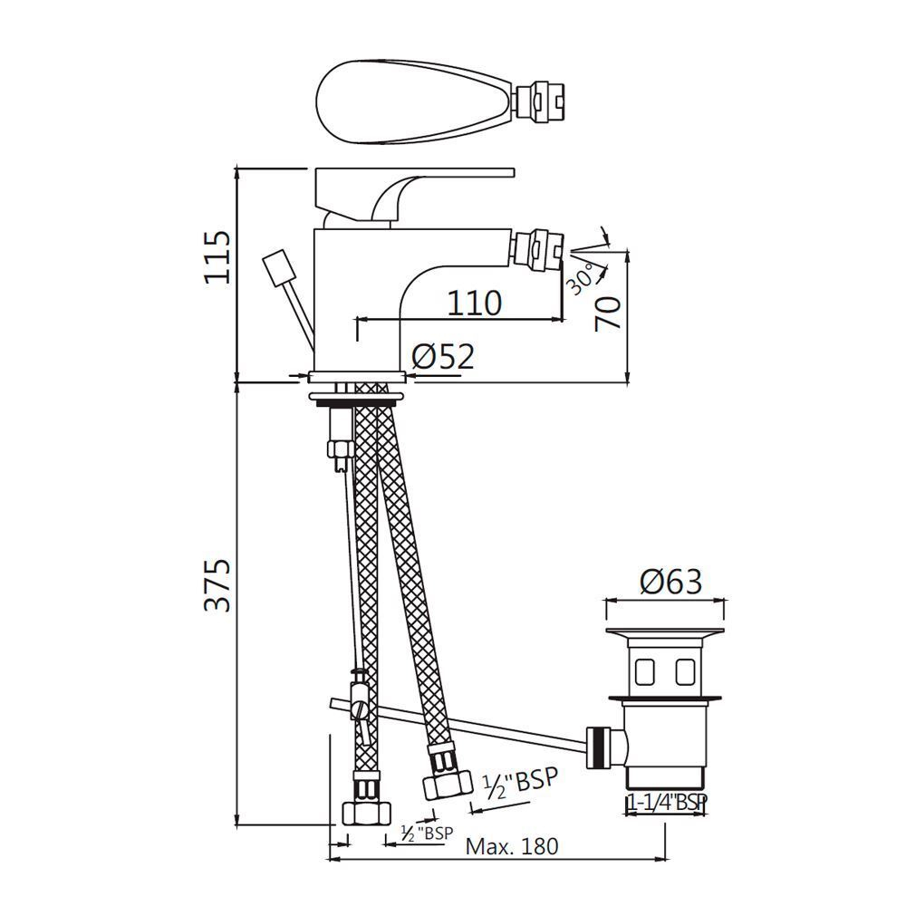 Jaquar, Смеситель для биде Vignette Prime, Хром VGP-CHR-81213B
