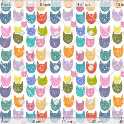 Паттерн Веселые разноцветные котики на белом фоне by Yovin 476 DPI