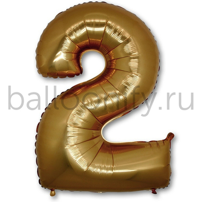 Шар ЦИФРА 2 Gold 40" 102 см