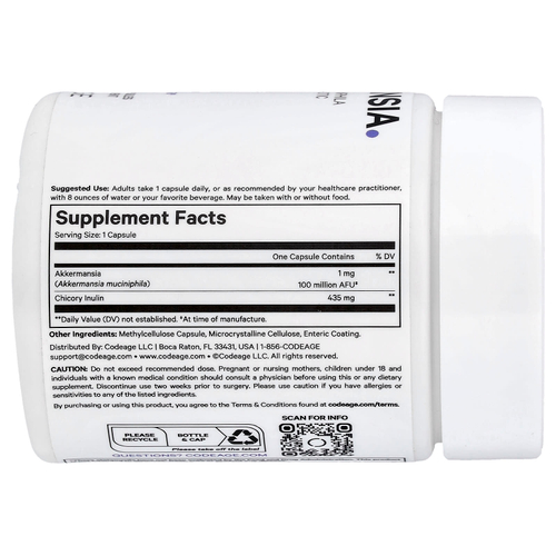 Codeage, Akkermansia, 90 растительных капсул