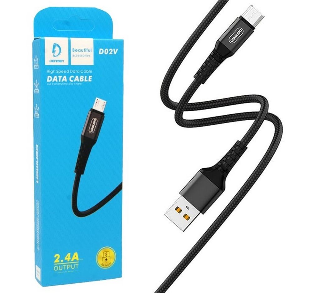 Кабель USB - Micro DENMEN D02V (черный) 1м