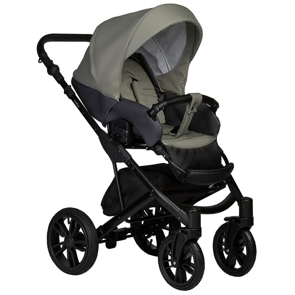 Детская коляска Indigo Mio S 2 в 1 05 т.серая кожа+зеленый