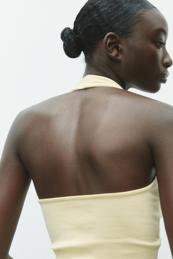 ZARA ТОП С ВЫРЕЗОМ ХАЛТЕР, ЖЕЛТЫЙ