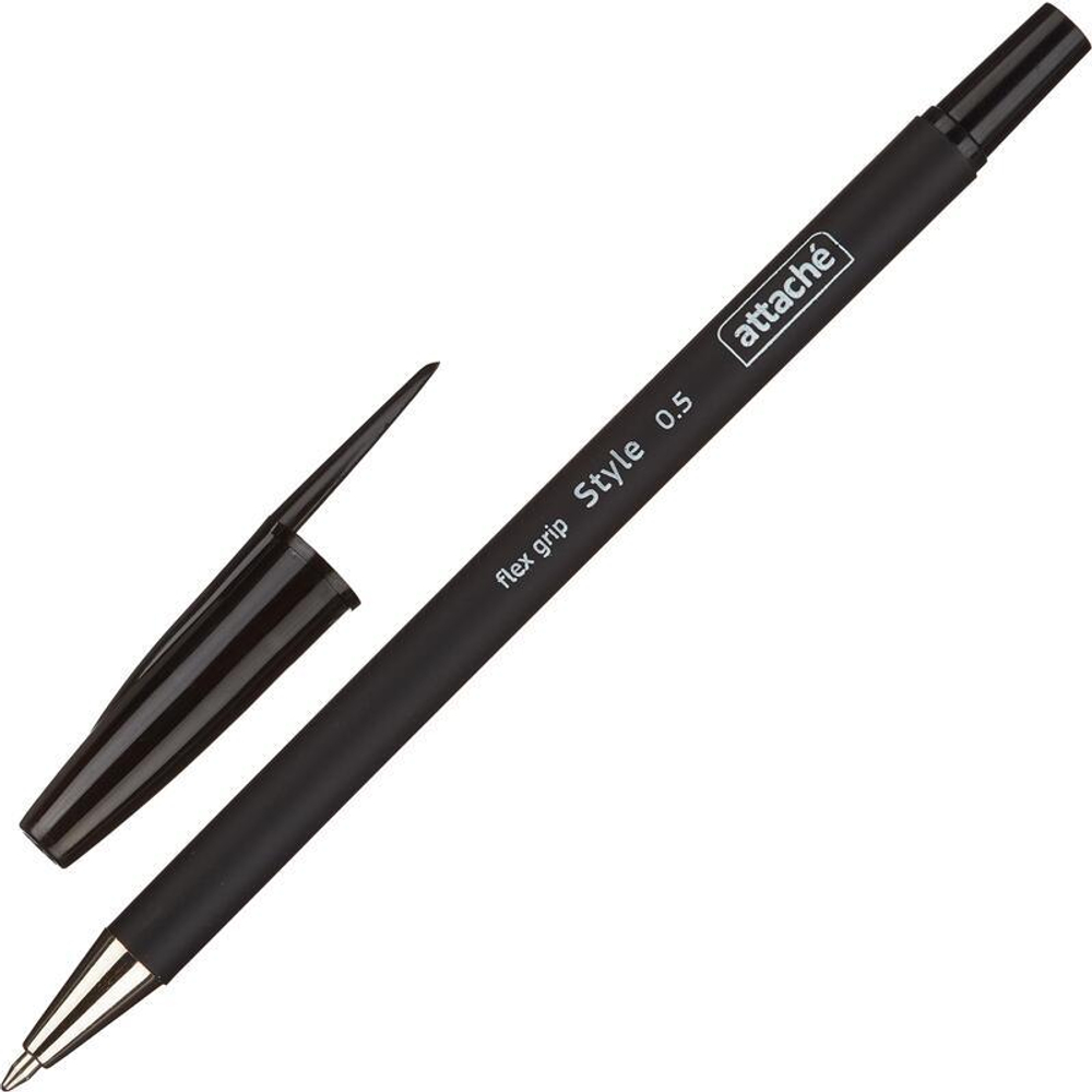 Ручка шариковая Attache "Style" чёрная, 0,5мм, прорезиненный корпус