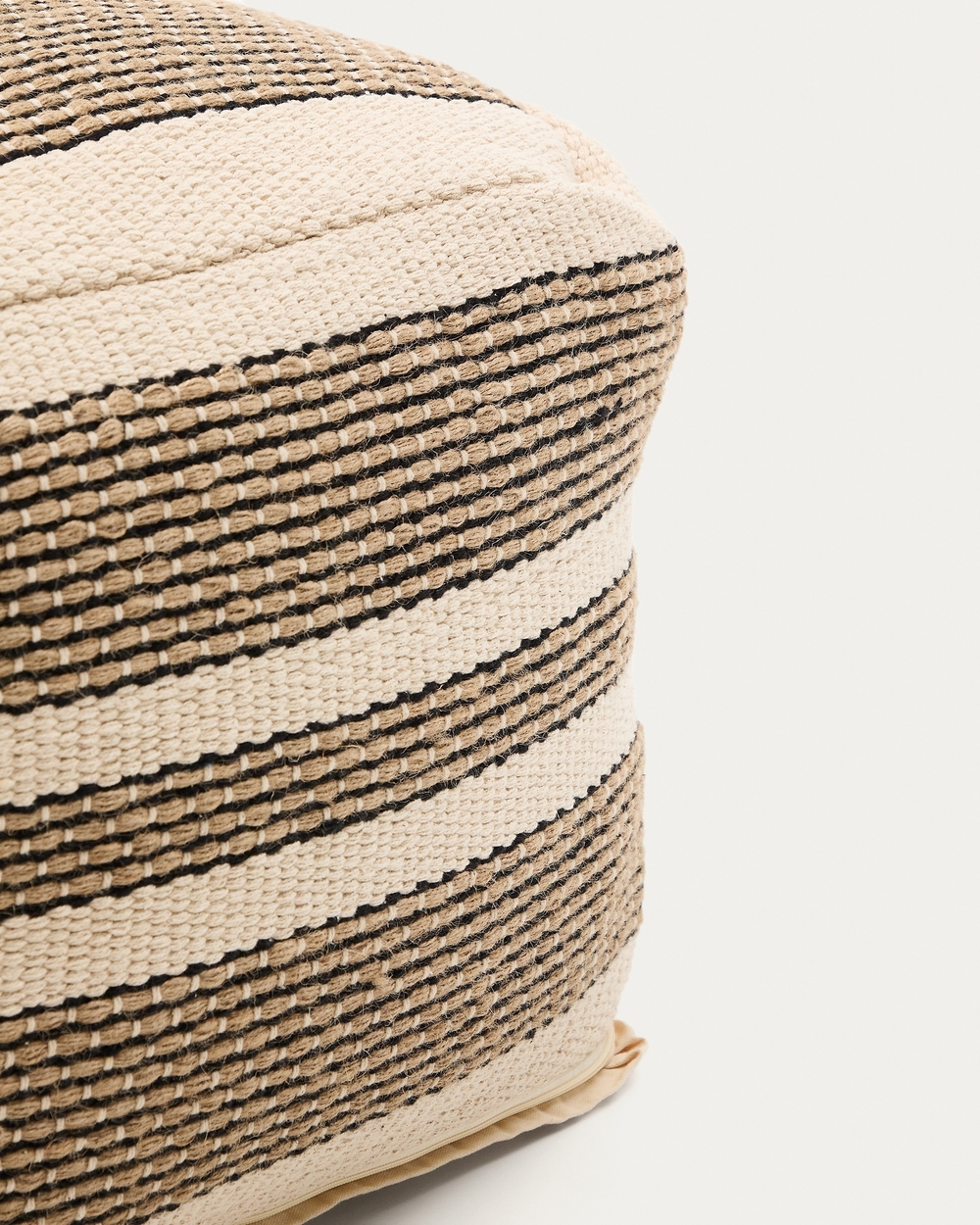 Aylin Пуфик из хлопка с джутовой вышивкой бежевый 60 x 60 см