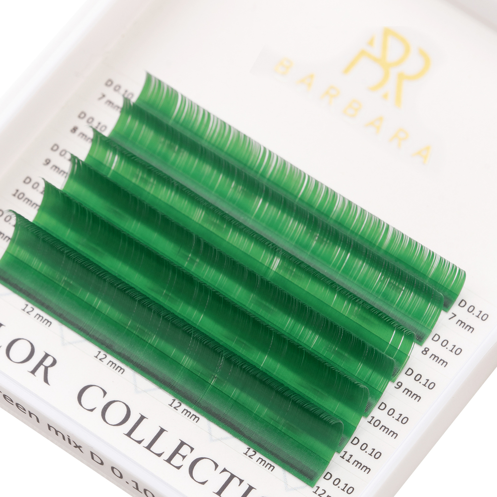 Зеленые ресницы Barbara MINI MIX - 6 линий