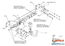 Фаркоп IMIOLA B.A08 для BMW 5-Series E61 (исключая M5) 2004-2010 / BMW 5-Series E60 (исключая M5) 2003-2010(паспорт и сертификат в комплекте)(без электрики)