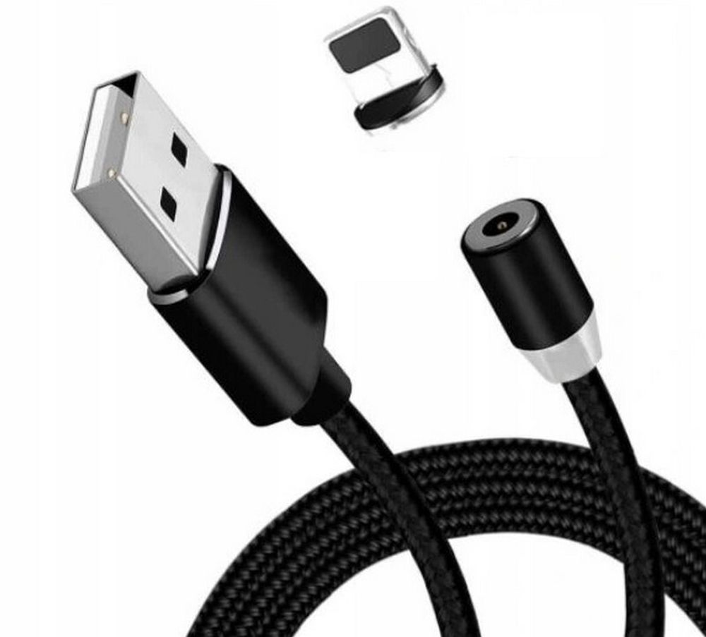 Кабель USB - Lightning DENMEN D09L магнитный (черный) 1м