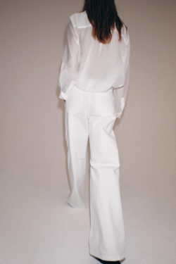 ZARA РУБАШКА С ПЛАТКОМ ZW COLLECTION, БЕЛЫЙ