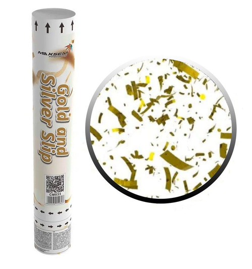 Пневмохлопушка 30 см "Gold & silver" Разноцветное конфетти, 100/1, шт