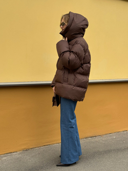 Пуховик Рокет миди шоколад