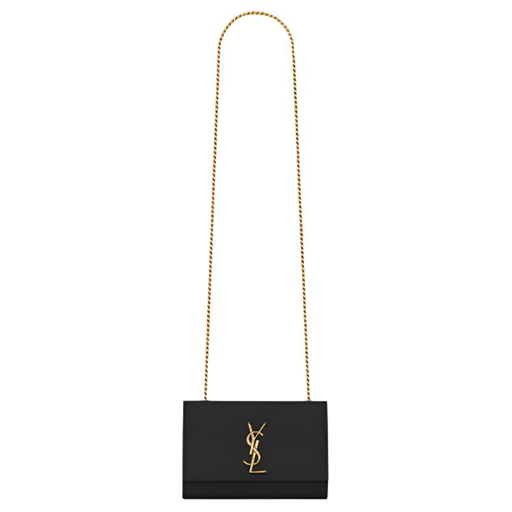 SAINT LAURENT KATE Grained Calfskin Shoulder Bag Small Women"s Black