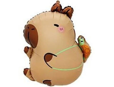 Шар фольга Фигура Капибара с черепашкой 63см уже с гелием