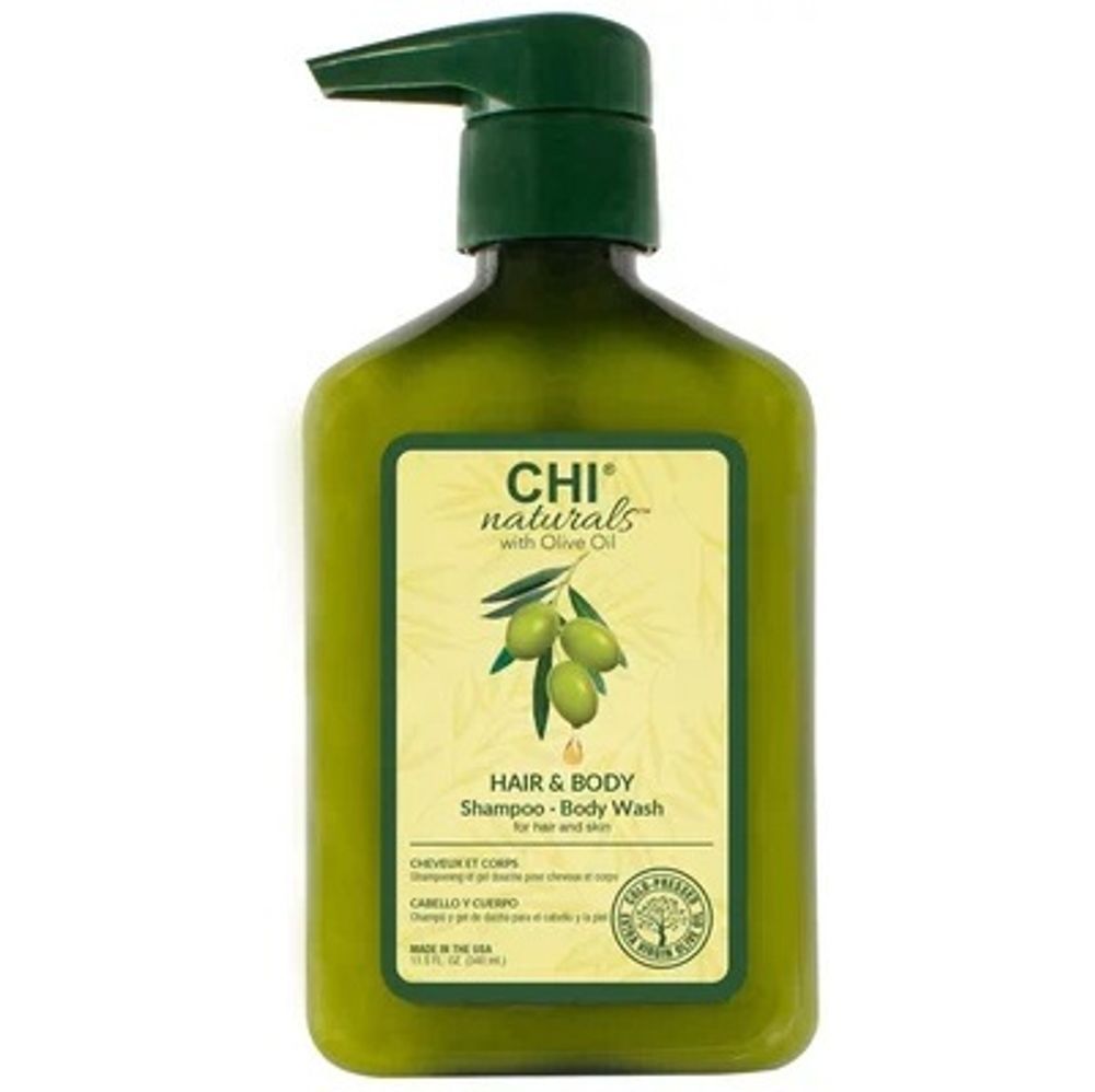 CHI NATURALS Шампунь для волос и тела с маслом оливы, 340 мл