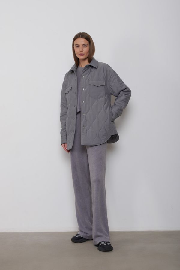 Куртка-рубашка стёганая AW015 серая - фото 6