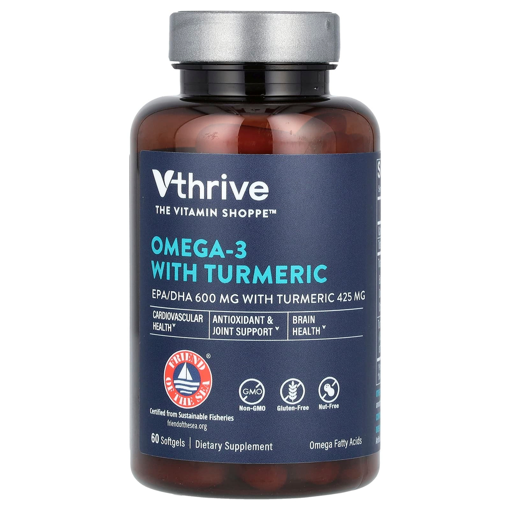 Vthrive, Омега-3 с куркумой, 60 мягких таблеток