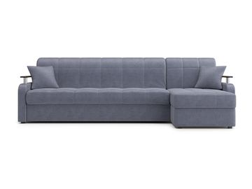 Диван угловой с оттоманкой Денвер 1,6 - Velutto 32 серый/  коричневая накладка