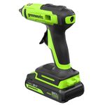 Пистолет клеевой акк. Greenworks G24GLG, 24V, 150°С, нагрев 90 сек, стержни 11 мм, антикапля,1х2Ач,ЗУ,кор (3502207CUA)