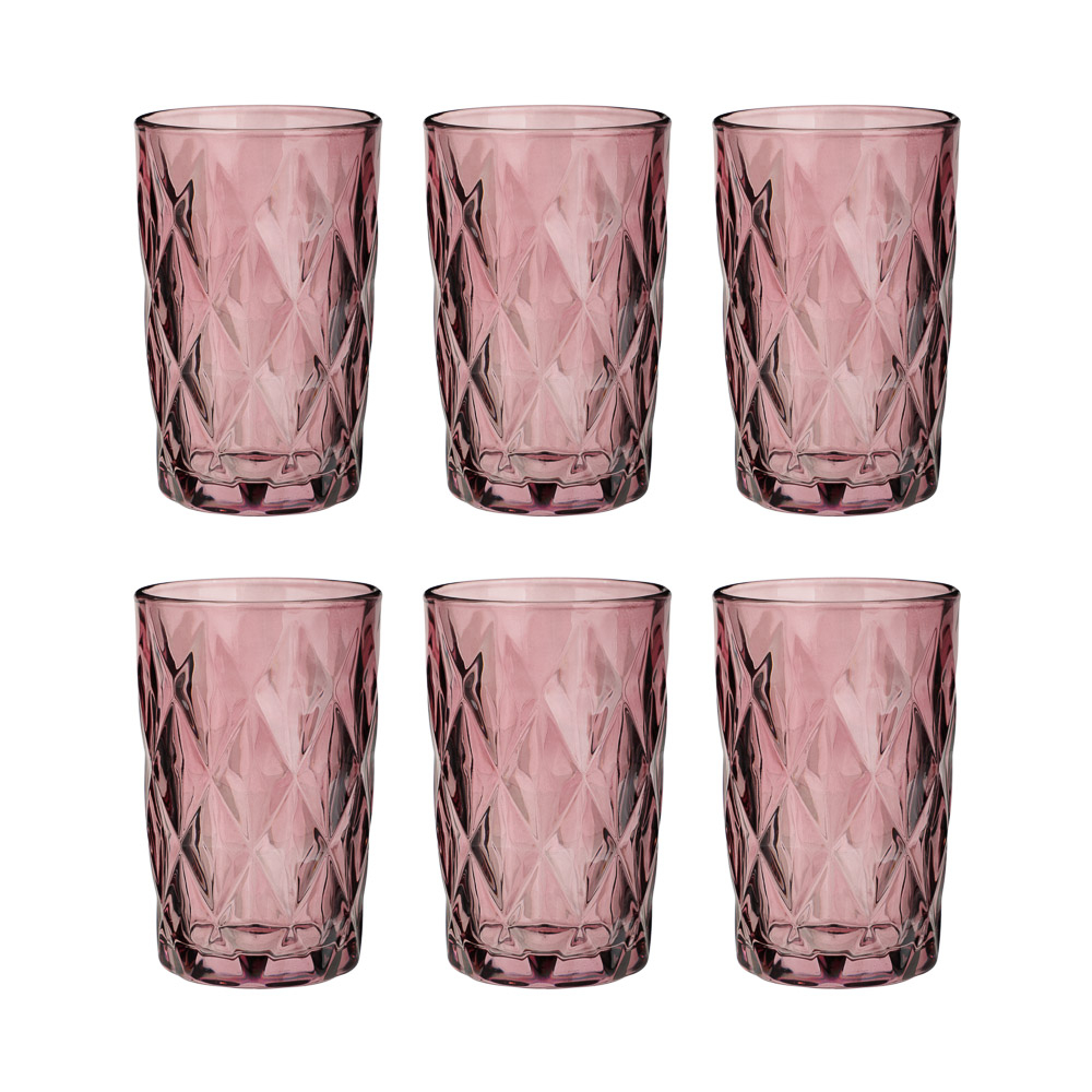 MILLIMI Набор стаканов 6 шт, 350 мл, стекло, бордовый ромб