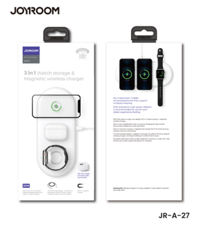 Беспроводное зарядное устройство Joyroom JR-A27 3in1 для смартфона/Watch/AirPods 20W/2A (белый)