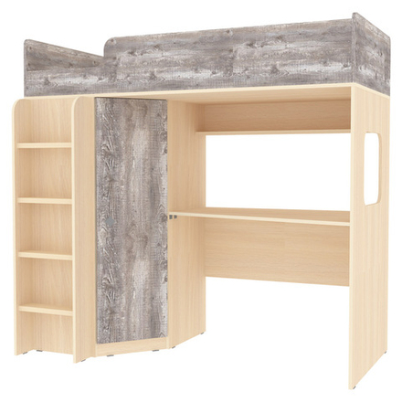 Кровать-чердак КарИВи Л-B605.41 75x175  Дуб Молочный Бетон