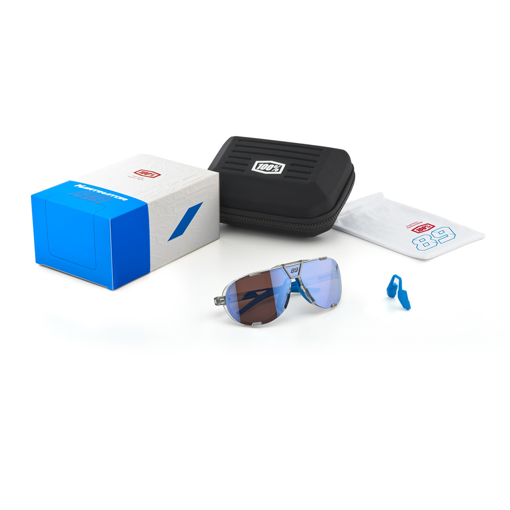 Спортивные очки 100% Westcraft+ / Jorge Martin SE Polished Clear / HiPER Blue Multilayer Mirror Lens