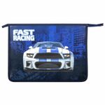 Папка для тетрадей ЮНЛАНДИЯ А4, 1 отделение, пластик, на молнии, "Speedy car", 271080