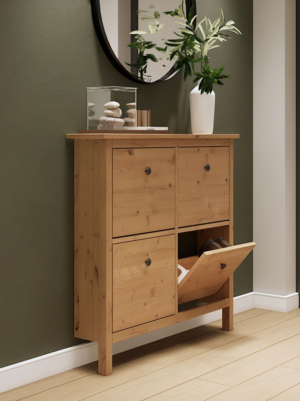 IKEA Обувница 3 ящ, HEMNES 89х127х30, черная/св-коричневая, из массива сосны, КЫМОР (ХЕМНЭС ИКЕА)