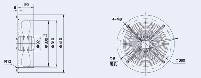 Вентилятор Weiguang YWF-2D-300-S-92/35-R