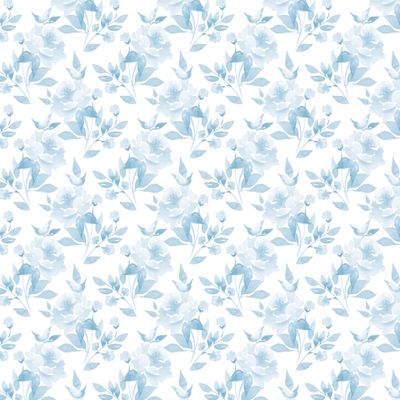 Blue watercolor monochrome flowers