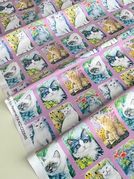 КОТОПОРТРЕТЫ, КУПОН 52 /110 см (6 рядов В ОДНОМ РЯДУ 18 КАРТИНОК), 100% хлопок Handmade Fabrics 4