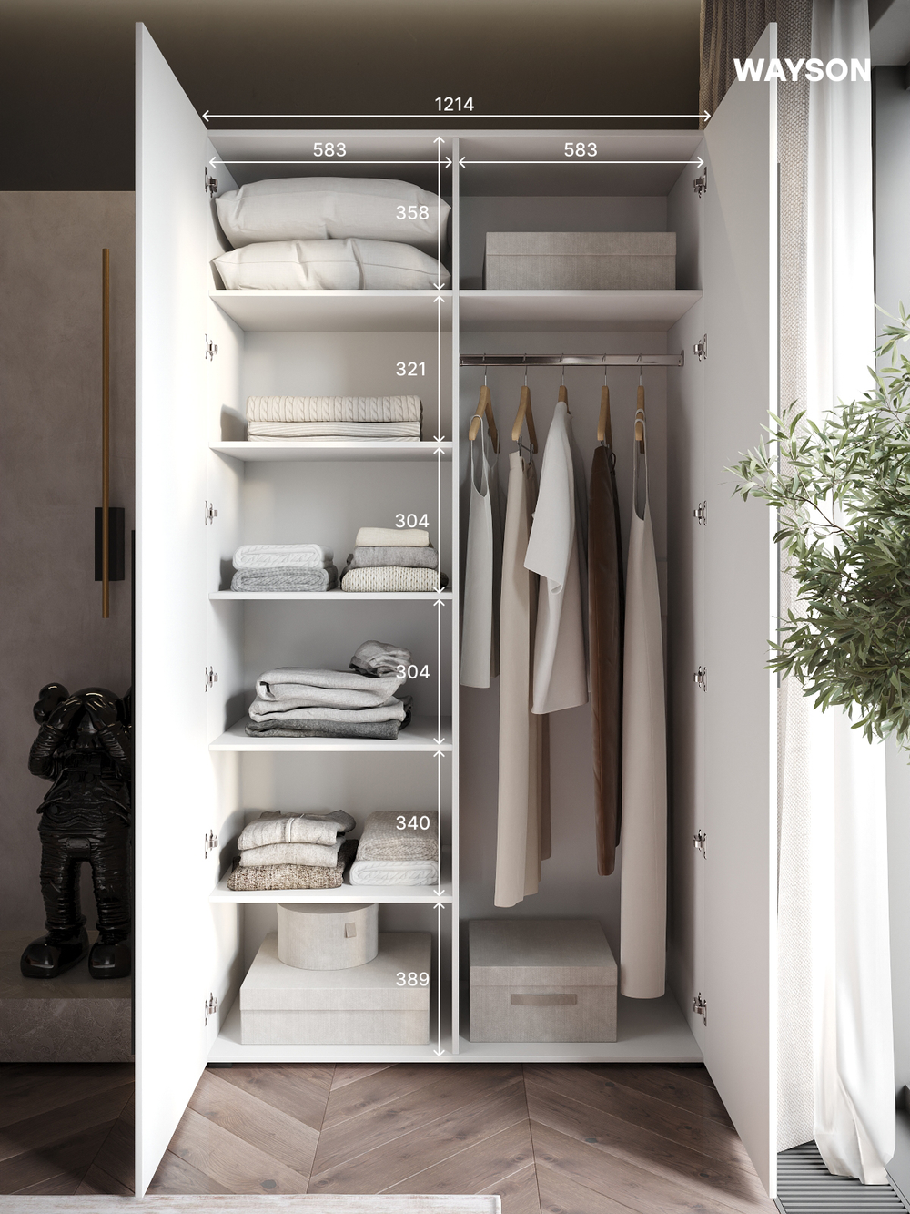 Шкаф Распашной Белый 120х220х52,5 SOHO