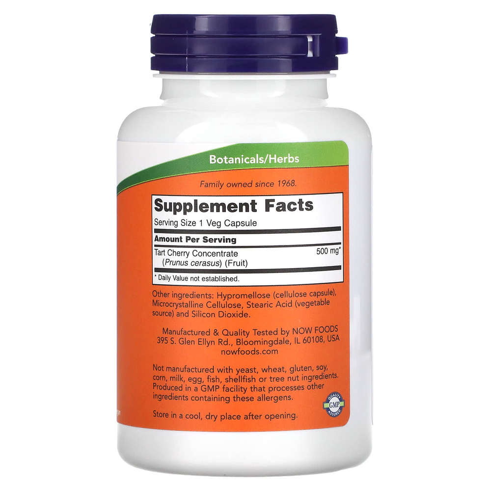 NOW Foods, Вишня, 500 мг, 90 вегетарианских капсул