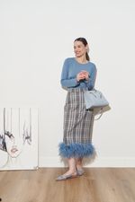 ЮБКА С ПЕРЬЯМИ СЕРЫЙ|БЕЖЕВЫЙ|ГОЛУБОЙ