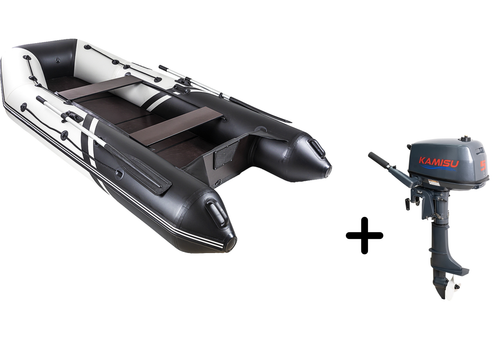 Броня-320 С белый-черный + KAMISU T 5 BMS (комплект лодка + мотор)