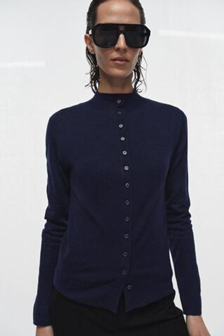 ZARA КАРДИГАН ИЗ СВЕРХТОНКОГО ТРИКОТАЖА, ЧЕРНИЛЬНО-СИНИЙ