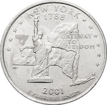 25 центов (1/4 доллара, квотер) 2001 США «Штат Нью-Йорк» (D) 