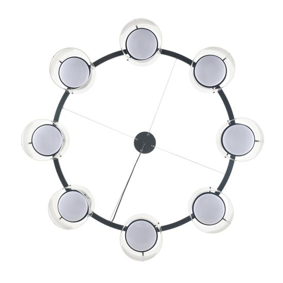 8232/8Y COMFI LN25 193 черный/прозрачный, металл/стекло Светильник подвесной LED GX70 8*10W 220V NATALINA