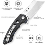 Складной туристический нож TRIVISA Mensae-03BB клинок 154CM рукоять Damascus style G10 (синий-черный)