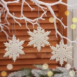 Подвески в блестках «Снежинки белые» 6,5 см (набор 3шт), белый