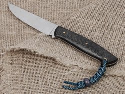 Нож для бушкрафта "Куница", сталь VG-10/Elmax, рукоять карбон (черный спейсер)