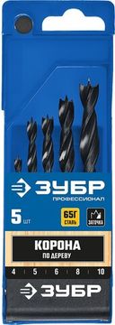 ЗУБР 5 шт: (4-5-6-8-10 мм), М-образная заточка, набор сверл спиральных по дереву, Профессионал (29421-H5)